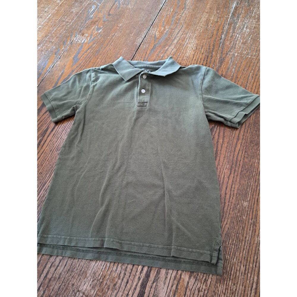 Large 10/12 Place Dark Green Short Sleeve Round Neck Pullover Polo Shirt Casual